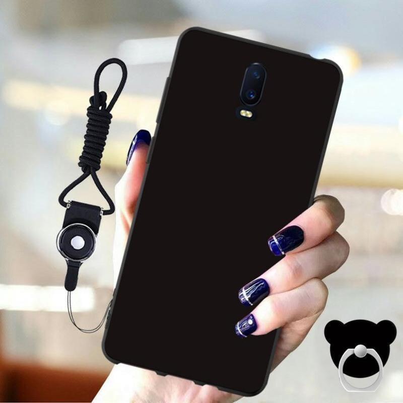 oppor17手机壳男女pbem00软硅胶防摔外壳pbet00带挂绳指环支架套纯黑