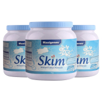 美可卓（Maxigenes） 【官方授权】 蓝妹子 高钙奶粉 孕妇儿童中老年 脱脂1kg* 3罐 澳洲直邮
