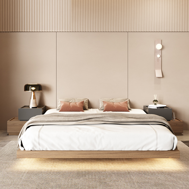 米奢床榻榻米床日式极简现代无床头床架公寓民宿床悬空板式悬浮床ccxf