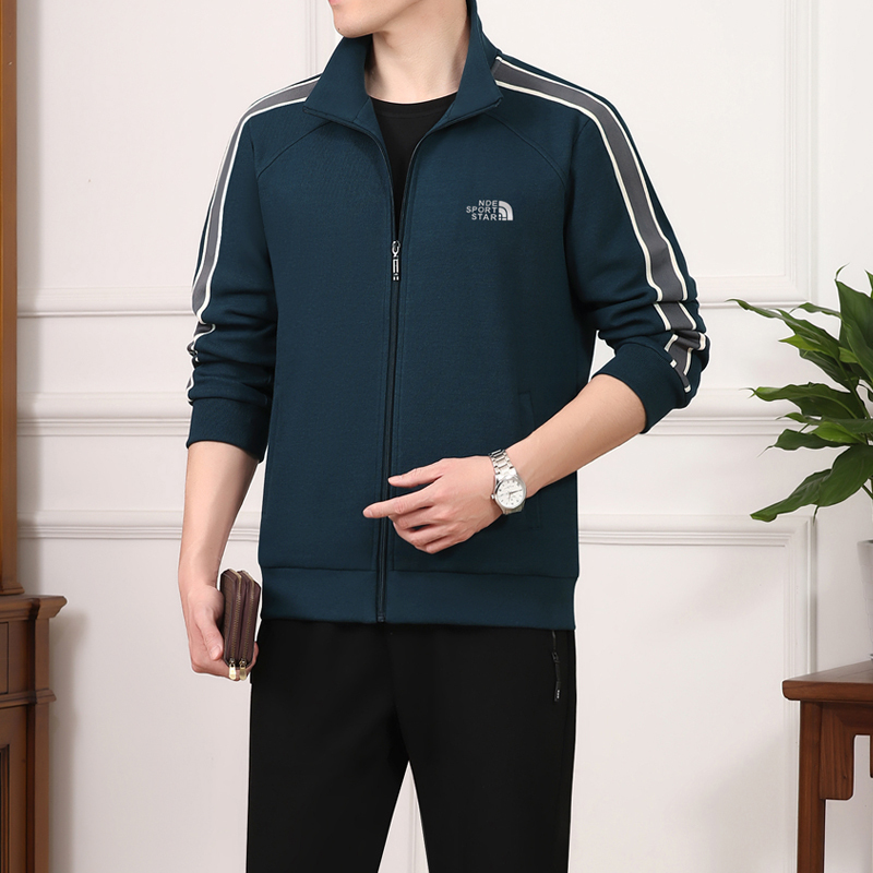 中老年运动套装男士春秋季2023新款爸爸春装外套休闲运动服三件套