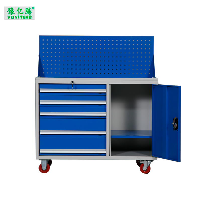 豫亿腾 五抽工具车(带门) 车间用双开门储物柜 加厚五金收纳箱抽屉式铁皮刀具柜子 可定制