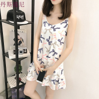 韩版带睡裙女夏冰丝清新学生中裙子可爱甜美公主居家服少女睡衣
