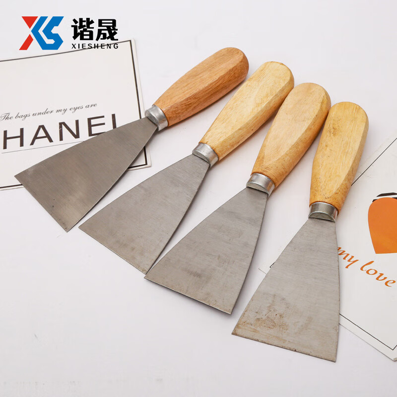 谐晟 木柄油灰刀 清洁刮刀铲刀腻子刀 1.5英寸40mm10个装1件