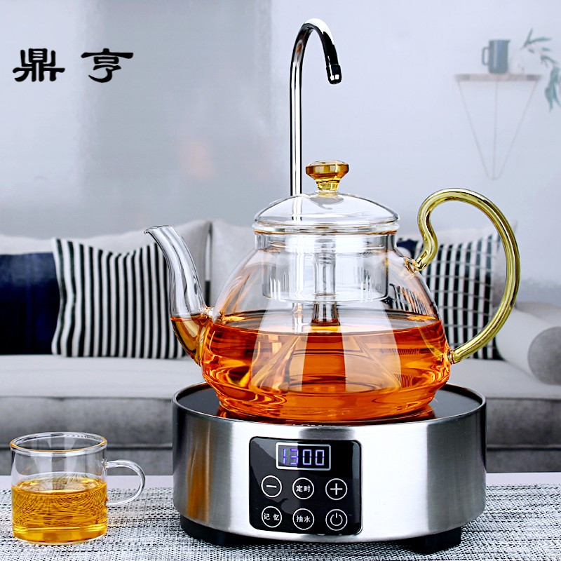鼎亨整套玻璃蒸茶壶茶具套装 耐热加厚全玻璃蒸茶壶 带自动上水电