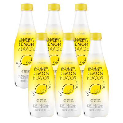 延中 咸柠汽 410ml*6瓶 柠檬味汽水 6瓶装