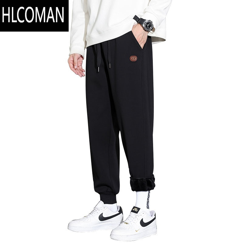 hlcoman卫裤男士裤子加绒加厚束脚运动裤外穿p暖寒休闲长裤