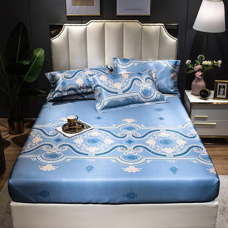 美帮汇冰丝凉席床笠款1.8m床三件套1.5m夏季可水洗机洗空调软席子高清大图