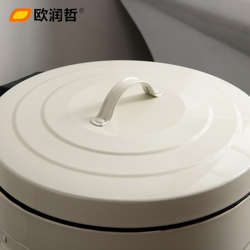 欧润哲(ORANGE) 12升缓降静音脚踏垃圾桶 圆形带盖家用大厅收纳桶卫生间酒店清洁筒102103