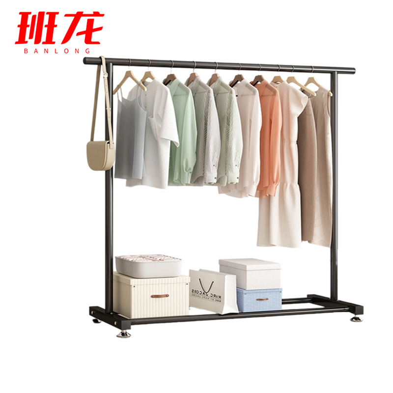 班龙挂衣晾衣架1.5m黑个高清大图