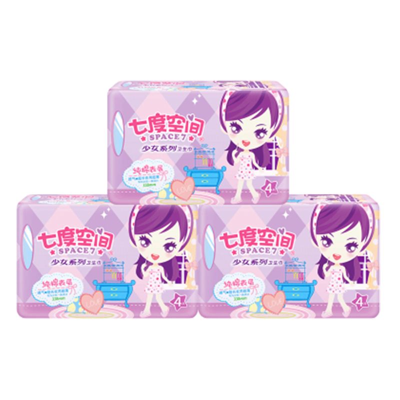 七度空间(SPACE 7) yjj- QSC6804少女4片纯棉卫生巾(5包装)单位:件