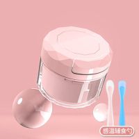 宝宝辅食机工具套装婴儿手动迷你打泥神器小型水果研磨碗料理机器|樱花粉+感温软勺2只