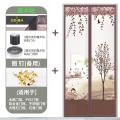 魔术贴防蚊帘磁性纱夏季纱窗防蝇家用隔断自吸磁铁对吸 静音大树咖啡（加宽4CM魔术贴） 宽80*高210cm_398