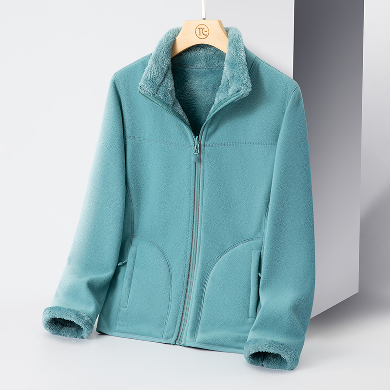 波梵森户外抓绒衣男女摇粒绒秋冬加厚保暖开衫外套俩面穿抓绒外套