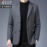 啄木鸟2025秋冬季小西装外套爸爸羊毛呢子加厚中年男士西服加厚0 185适合150-165斤 灰色