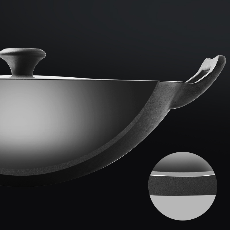 炊大皇(COOKERKING)炒锅 铁器世家二号双耳炒锅 精铸铁锅无涂层铁锅明火炉灶专用WG41432