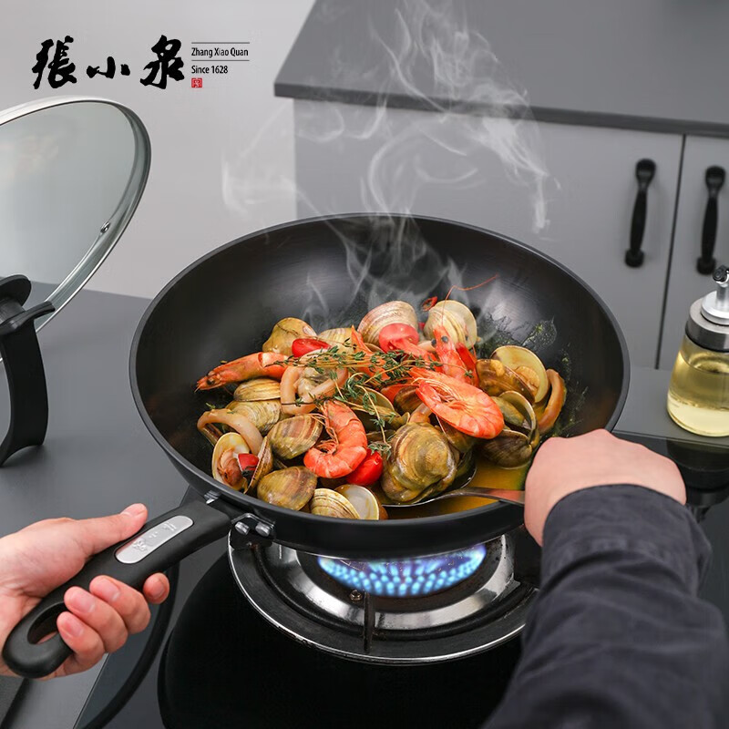 张小泉 万家简品精铁炒锅33cm炒菜锅具电磁炉燃气通用C30330100高清大图