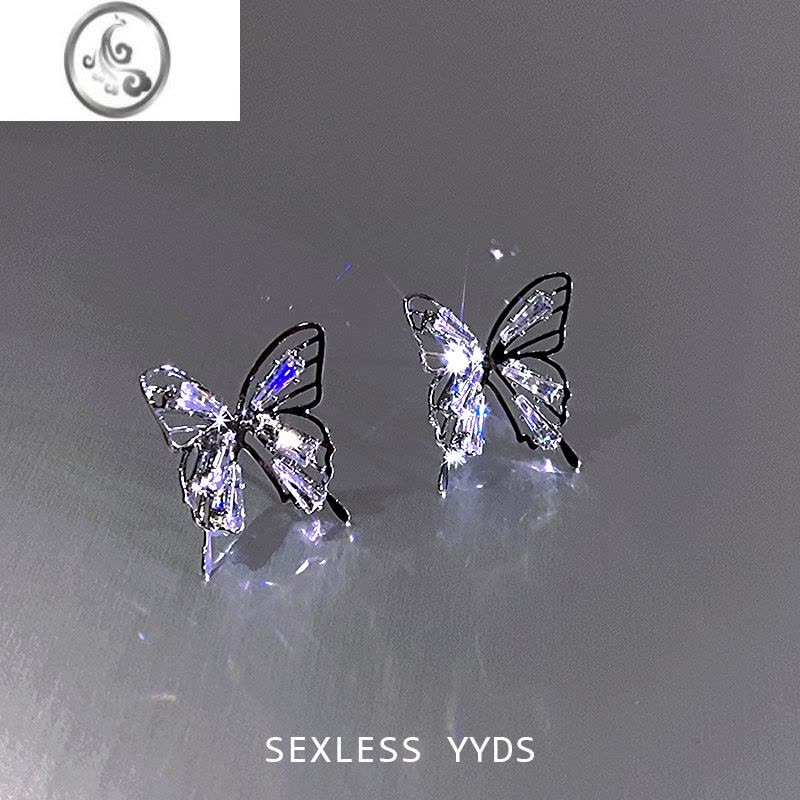 JiMi好灵动!yyds金属镂空蝴蝶耳钉女小众设计感高级耳环个性时尚耳饰图片