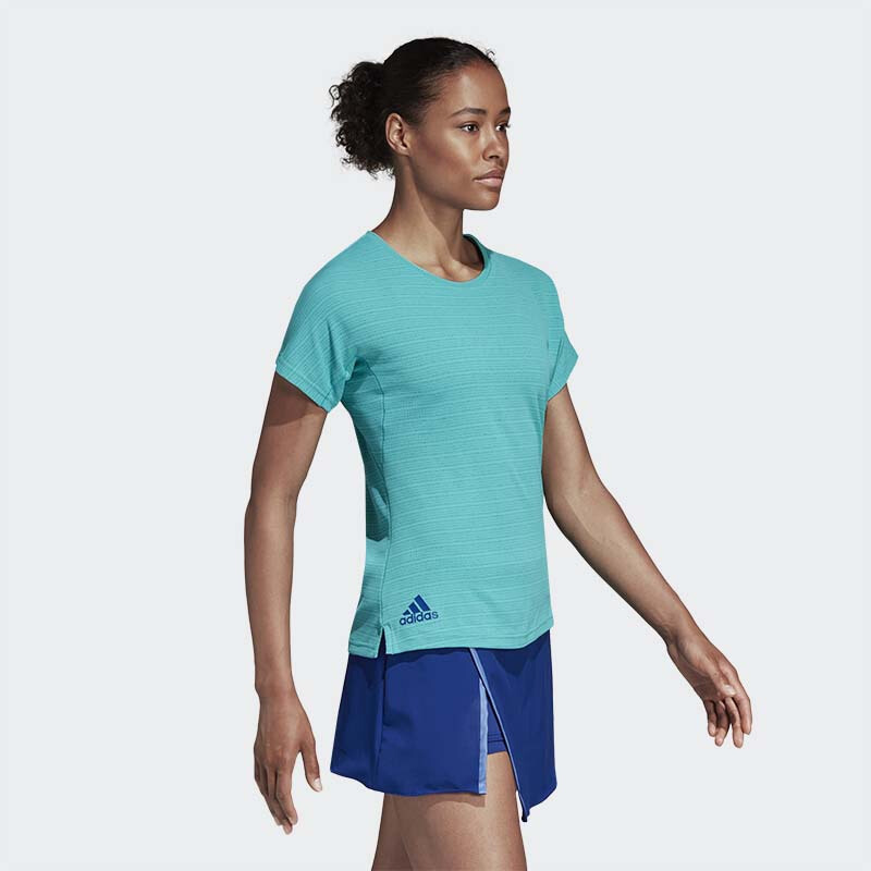 阿迪达斯 (adidas)春夏新款羽毛球短袖男女款圆领T恤休闲运动短袖针织速干透气 绿侣款短袖 女款绿色短袖CW7084