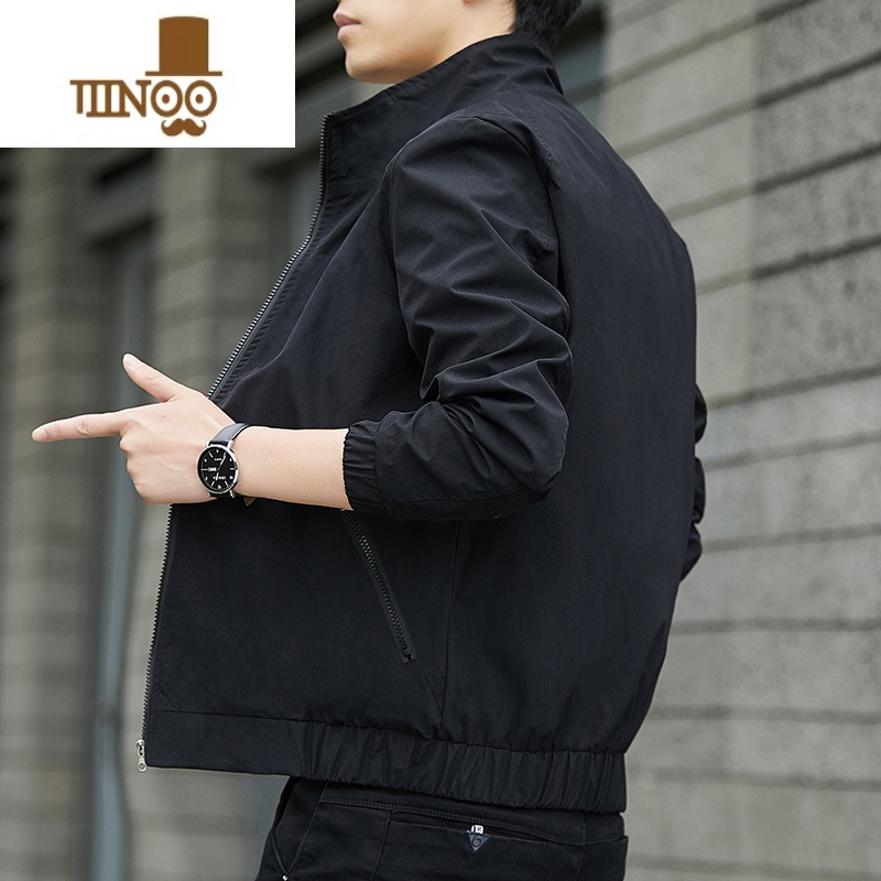YANXU外套男士2022新款潮流休闲工装上衣服秋装冬季男装一套夹克 027黑色春秋 M