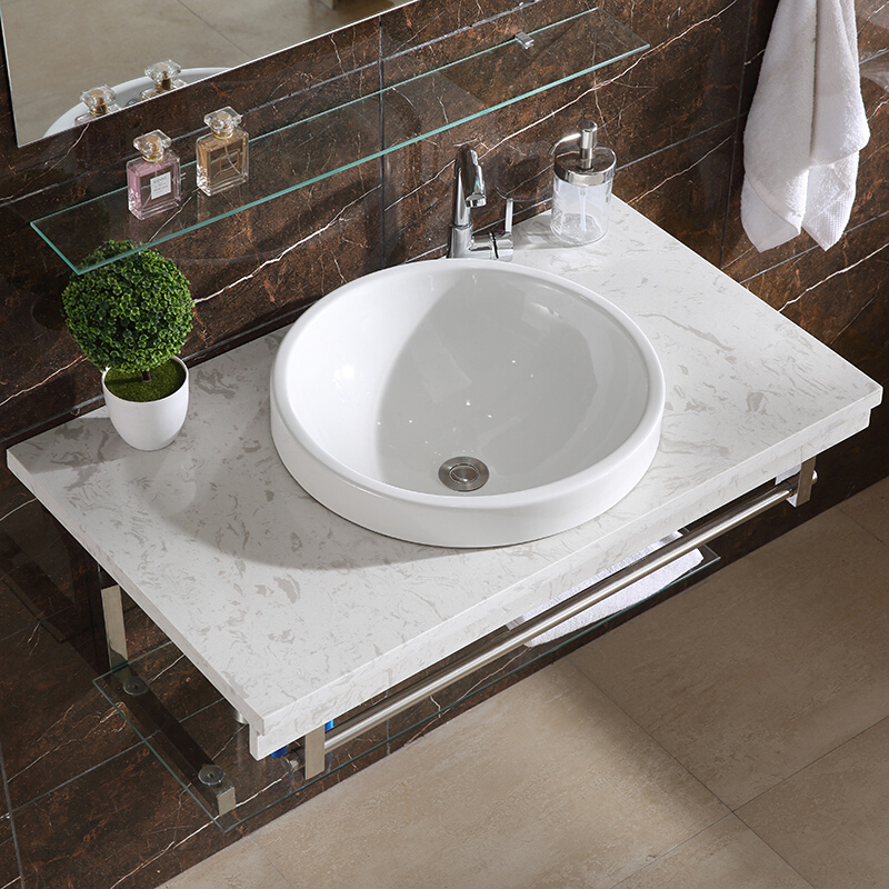 大理石台面小户型洗漱台浴室柜组合卫生间洗脸盆挂墙式洗手池便宜壹德