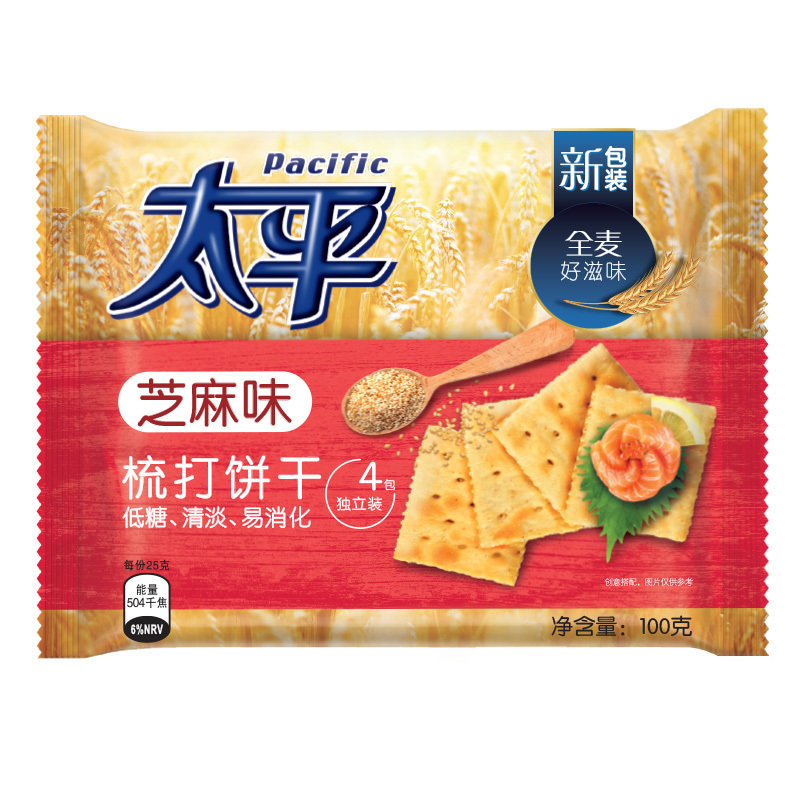 太平 梳打饼干 芝麻口味100g（新旧包装随机发货）