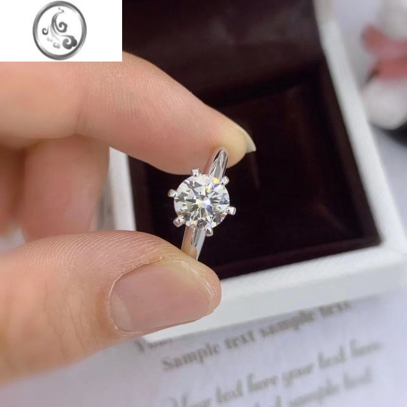 jimis925银银戒指莫桑钻t家六爪仿真钻戒莫桑钻活口戒指女女结婚戒指