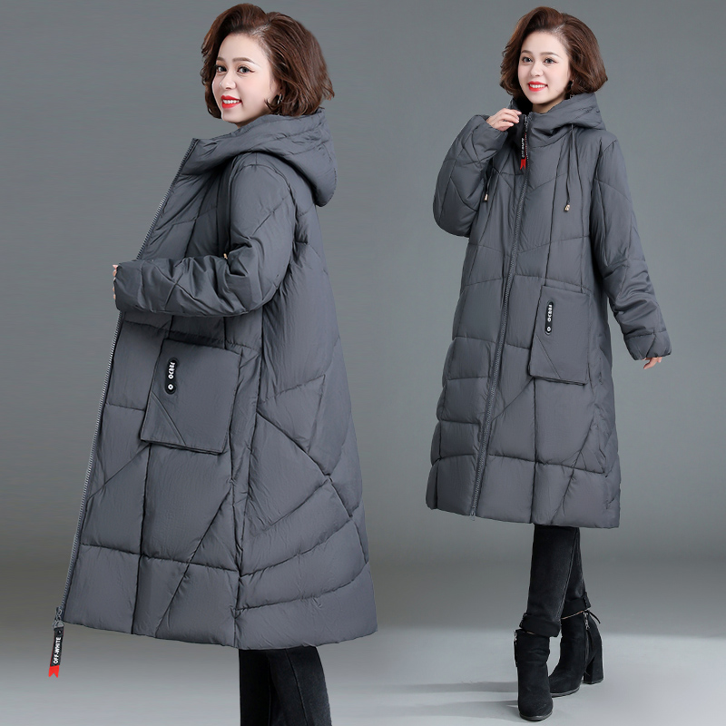 金蔚臻品牌200斤胖妈妈棉衣冬季中长款棉袄中年妇女羽绒棉服大码中
