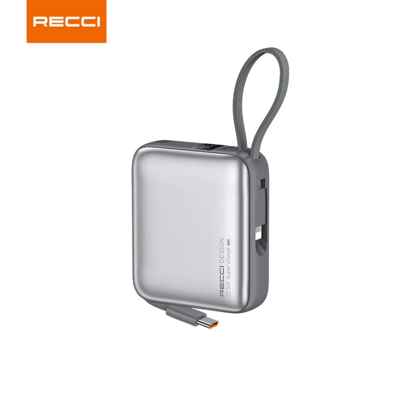 锐思能量块系列3C认证大容量自带线充电宝RPB-P63(20000 mAh)曜岩灰