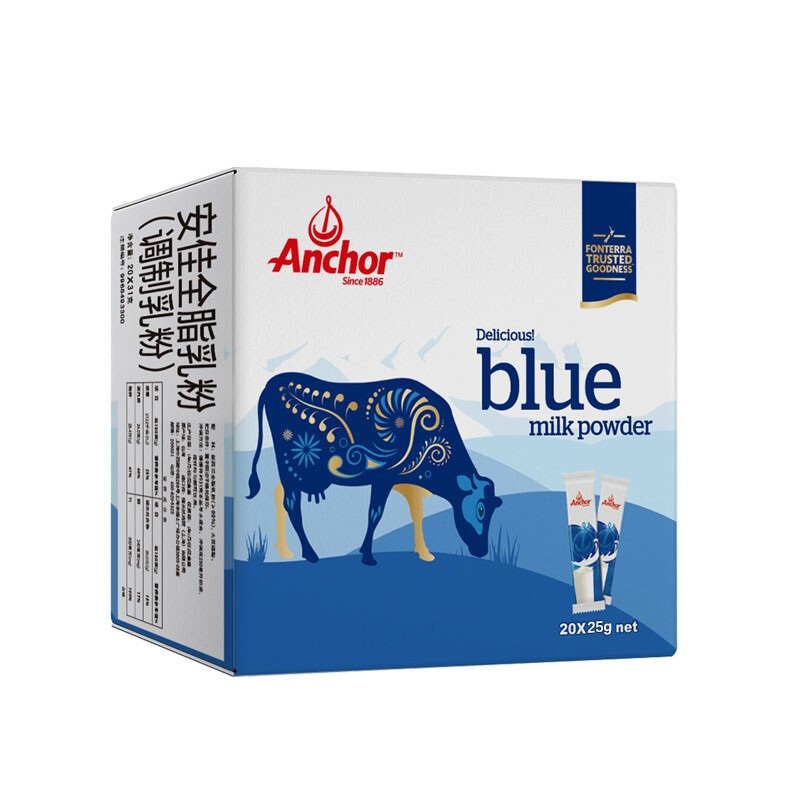 安佳(Anchor)全脂调制奶粉 独立小包装 25g*20条*2盒 青少年中老年调制乳粉 成人奶粉
