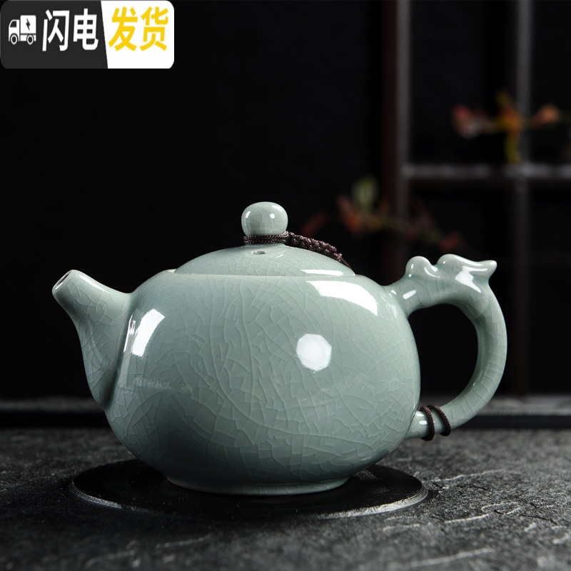 三维工匠手工汝窑茶壶开片大号汝瓷可养小单壶冰裂西施壶陶瓷功夫茶具 倒把西施壶(哥窑)230高清大图