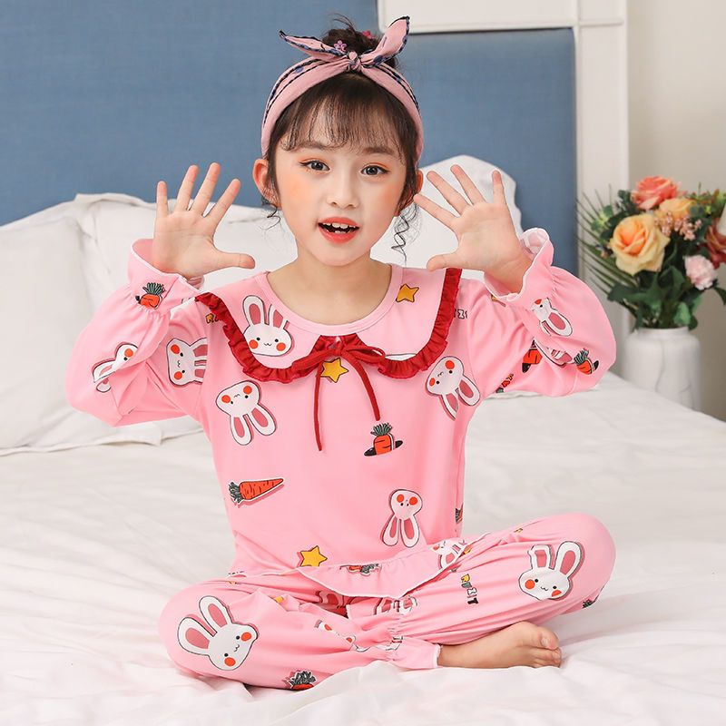 春季儿童睡衣女童长袖套装公主风可爱卡通韩版女孩中大童家居服秋