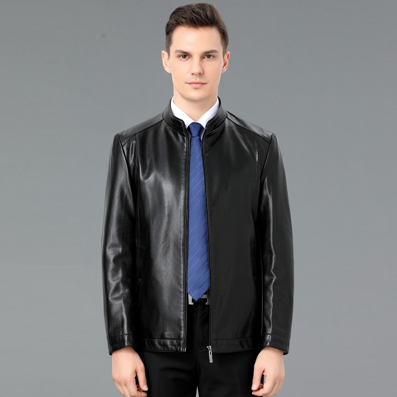 免费试穿 2024春秋新款海宁真皮皮衣男士山羊皮男士外套棒球领加绒皮夹克男装棒球服海宁真皮绵羊皮多款加绒加厚冬装正品高清大图