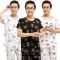 夏季中老年人男士棉绸睡衣爸爸中年老人短袖家居服人造棉薄款套装 608格子咖色(40支高密度棉绸) 3XL码(160-18