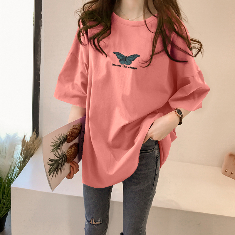 企妍2020夏装新款韩版新款大码卡通刺绣宽松短袖t恤女百搭上衣视频