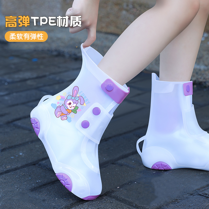 正雨儿童雨鞋套新款学生可爱卡通雨鞋套高弹柔软多排扣设计9063高清大图