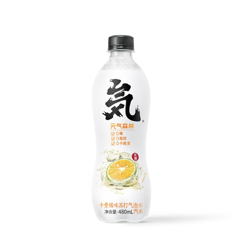 元気森林 元气苏打水气泡水无糖卡曼橘味饮料饮用水480ml*4瓶