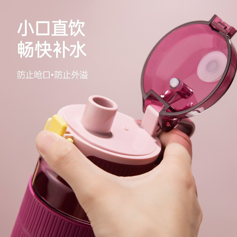 哈尔斯运动水杯塑料杯男女士学生儿童Tritan材质随行杯便携健身饮料杯550ml 紫色550ml高清大图