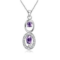 N098Women Silver Necklace 日韩时尚水晶坠项链女防过敏银饰品送女朋友七夕情人节礼物