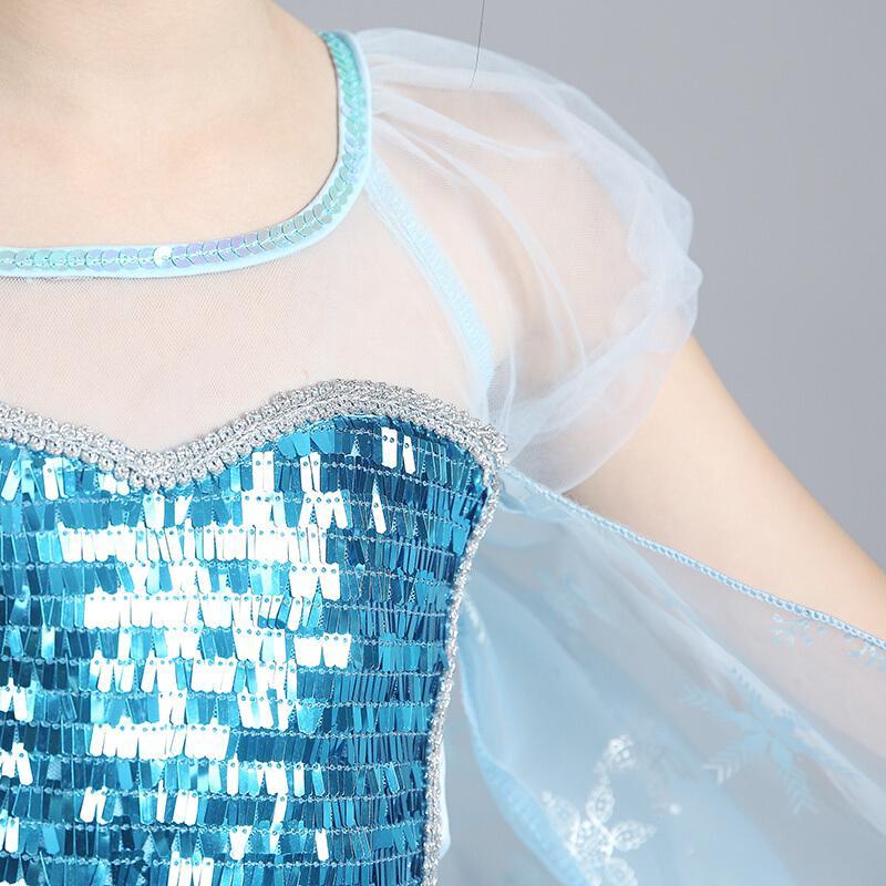 冰雪奇缘公主裙艾莎女童连衣裙短袖女孩爱莎礼服裙子夏装2018新款