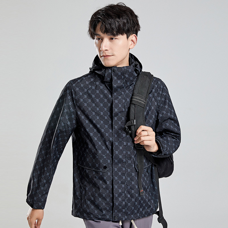 健卡侬 冲锋衣 J147 男款B黑色 4XL