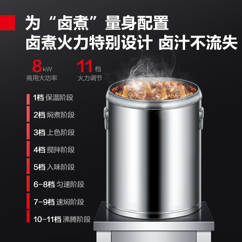 德玛仕 8000W大功率商用电磁炉卤煮卤肉平面商业电磁灶矮汤炉 立式可调支脚高度 MC-TPL08A-01(380V)高清大图