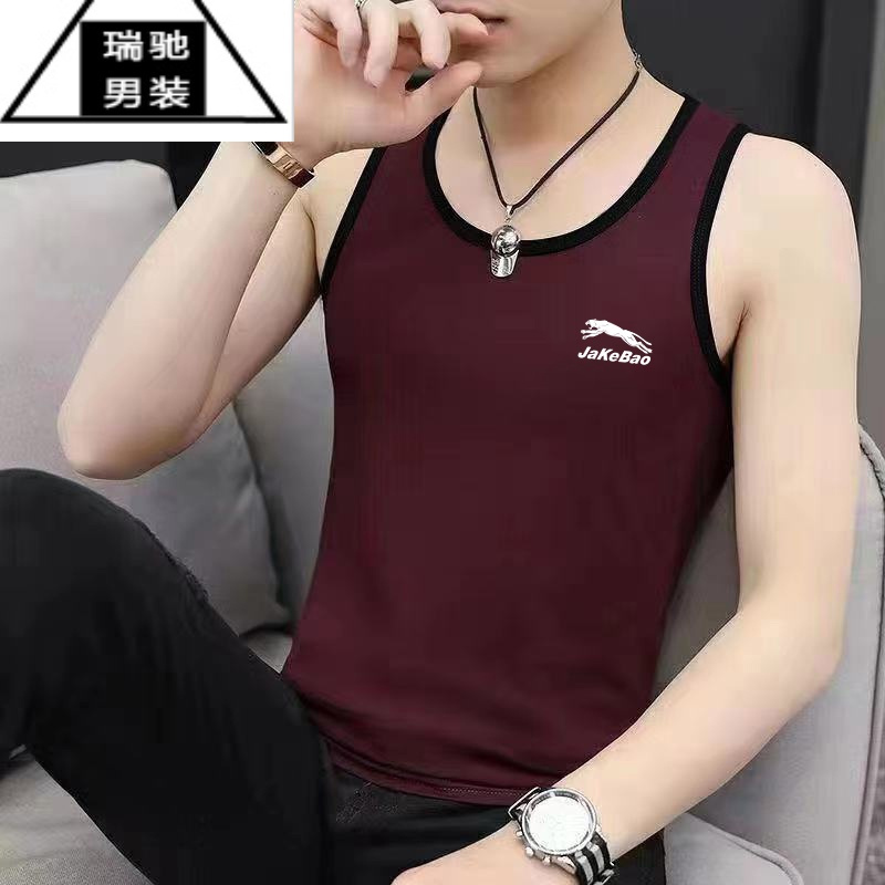 希杰狮王背心男士青年运动打底紧身汗衫健身宽肩吊带无袖马甲夏潮