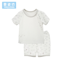 婴姿坊夏装男童短袖圆领肩开扣两件套