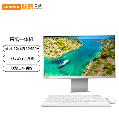 联想(Lenovo) 来酷 Lecoo一体机电脑 23.8英寸网课学习(i5-12450H 16G 512G SSD）白
