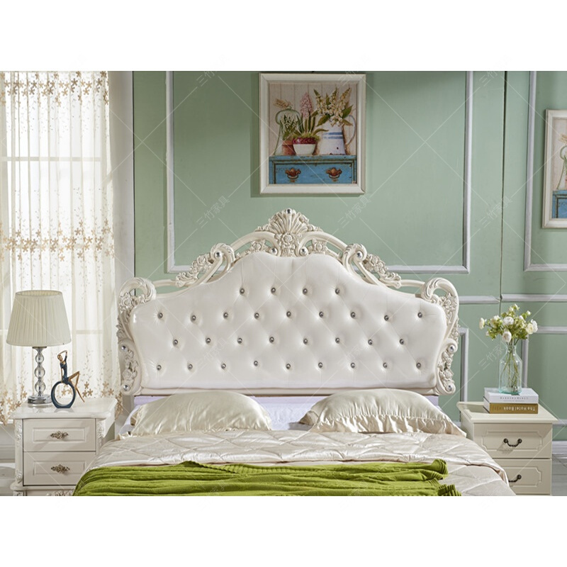床头板软包靠背板软包床头靠背美式法式烤漆单双人公主床屏欧式真皮
