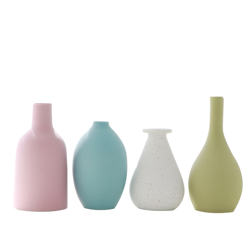 北欧风小花瓶摆件干花装饰品客厅插花餐桌电视柜创意陶瓷家居摆设 三维工匠 B+C+D含花