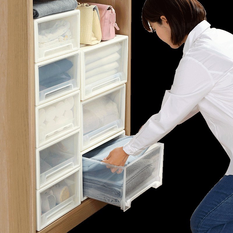 收纳箱塑料衣服玩具衣柜收纳柜子储物整理箱透明抽屉式内衣收纳盒