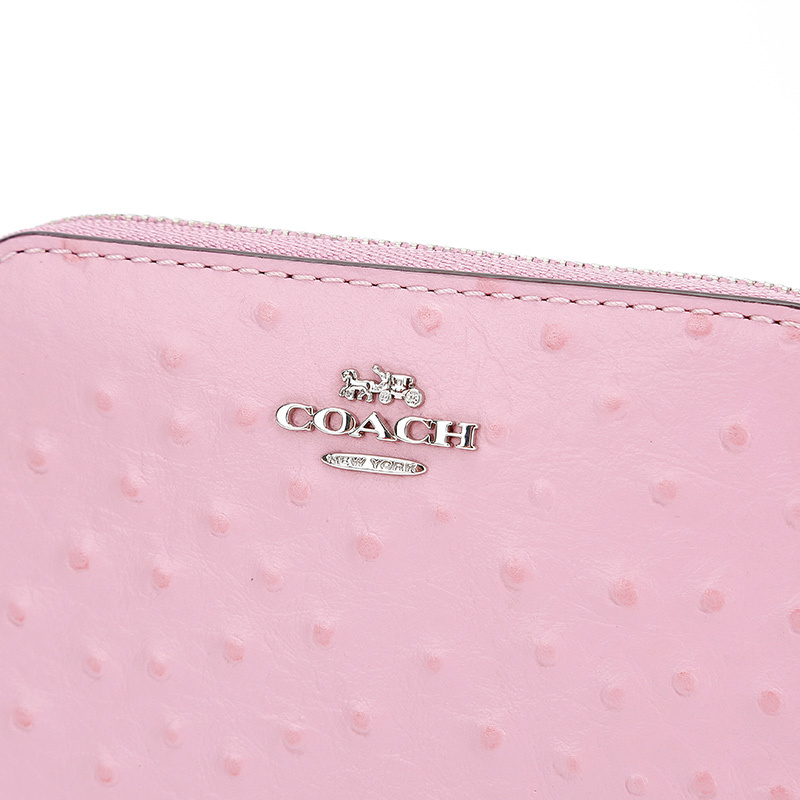 蔻驰奢侈品coach女士时尚经典皮革钱包钱夹粉紫色短礼物送女友f67606s