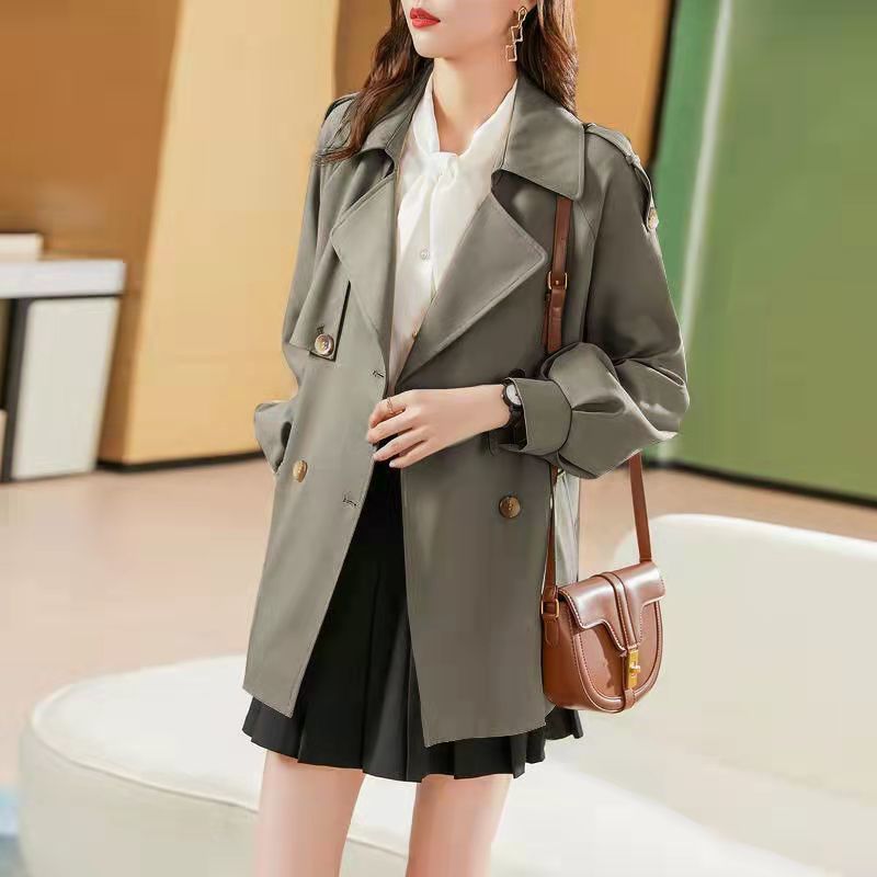 短款风衣外套女小个子秋季新款韩版时尚洋气高端气质卡其色今年流行的