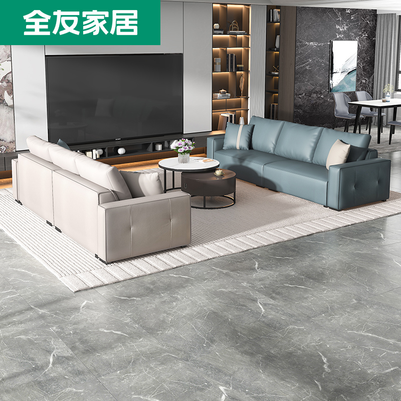 其他店消化全友家居 简约意式科技布沙发 一字型三人位客厅沙发组合小户型意式轻奢家具102627
